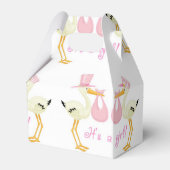 ピンクコウノトリ赤ちゃんシャワーギフトボックス フェイバーボックス (裏面サイド)
