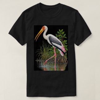 ピンクコウノトリ 湿地の野生動物 水中の鳥 Tシャツ