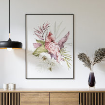 ピンクコカトオウム水彩画