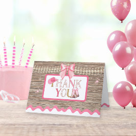 ピンクコガーリーケット女性のカーボーイブーツボウ サンキューカード