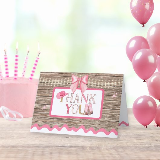 ピンクコガーリーケット女性のカーボーイブーツボウ サンキューカード