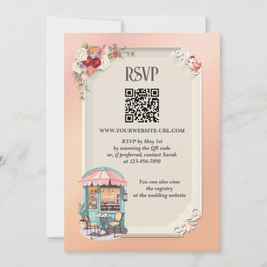 ピンクコガーリーーヒーブライダルシャワー 招待状 (裏面)