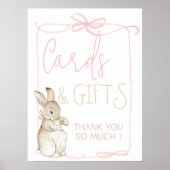 ピンクコクエットピーターザラビットギフト誕生日カード ポスター (正面)