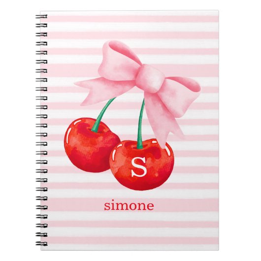 ピンクコケかわいらしットさくらんぼ ノートブック (正面)
