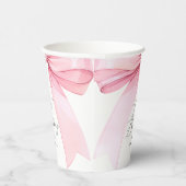 ピンクコケエレガントケットボウファースト誕生日ガール 紙コップ (右)