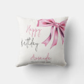 ピンクコケエレガントットボウスウィート16誕生日 クッション (裏面)
