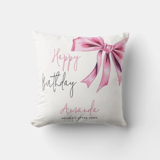 ピンクコケエレガントットボウスウィート16誕生日 クッション (正面)