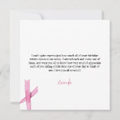 ピンクコケエレガントットボウスウィート16誕生日 サンキューカード (裏面)