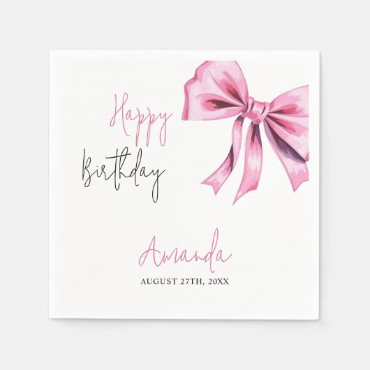 ピンクコケエレガントットボウスウィート16誕生日 スタンダードカクテルナプキン (正面)