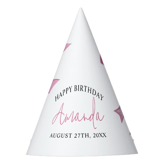 ピンクコケエレガントットボウスウィート16誕生日 パーティーハット (正面)