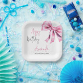 ピンクコケエレガントットボウスウィート16誕生日 ペーパープレート (パーティー)