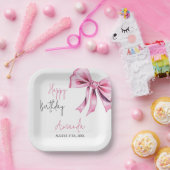 ピンクコケエレガントットボウスウィート16誕生日 ペーパープレート (パーティー)