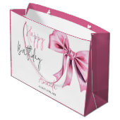 ピンクコケエレガントットボウスウィート16誕生日 ラージペーパーバッグ (裏面アングル)