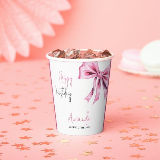 ピンクコケエレガントットボウスウィート16誕生日 紙コップ (インサイチュ)