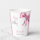 ピンクコケエレガントットボウスウィート16誕生日 紙コップ (裏面)