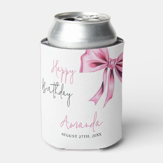 ピンクコケエレガントットボウスウィート16誕生日 缶クーラー (缶正面)