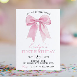 ピンクコケエレガントットボーガール誕生日招待状 招待状