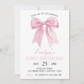 ピンクコケエレガントットボーガール誕生日招待状 招待状 (正面)