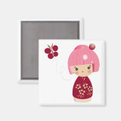 ピンクコケシトリプレットマグネット マグネット (正面/裏面)