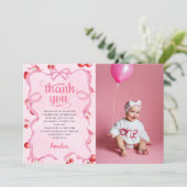 ピンクコケッタ チェリーバースデイ フォト サンクス カード (スタンド正面)