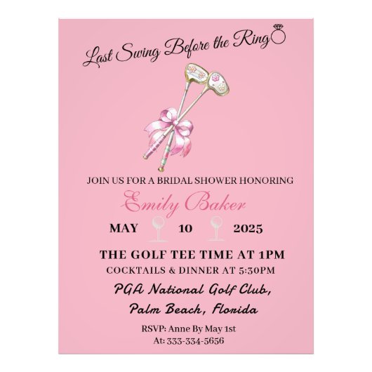 ピンクコケッティ ゴルフ "結婚前の最後のスイング" フォトプリント            (正面)