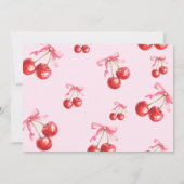 ピンクコケットさくらんぼオントップ誕生日写真 招待状 (裏面)