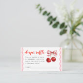 ピンクコケットさくらんぼベビーシャワーおむつラッフル エンクロージャーカード (スタンド正面)