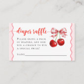 ピンクコケットさくらんぼベビーシャワーおむつラッフル エンクロージャーカード (正面)