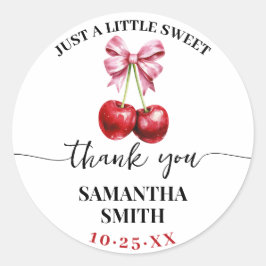 ピンクコケットさくらんぼベビーシャワーパーティーのお願い ラウンドシール