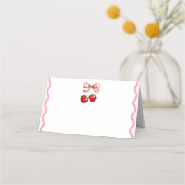 ピンクコケットさくらんぼ空白の食品ラベル座席表 プレイスカード