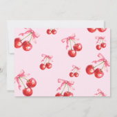 ピンクコケットさくらんぼ第1誕生日写真 招待状 (裏面)