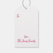 ピンクコケットのクリスマスツリーカスタム、 ギフトタグ (裏面)