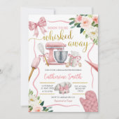 ピンクコケットひげ遠くにブライダルシャワー 招待状 (正面)