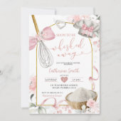 ピンクコケットひげ遠くにブライダルシャワー 招待状 (正面)