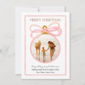 ピンクコケットクリスマスフォトホリデーカード シーズンカード (正面)