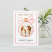 ピンクコケットクリスマスフォトホリデーカード シーズンカード (スタンド正面)