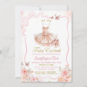 ピンクコケットバレリナツチュウフローラベビーシャワー 招待状 (正面)