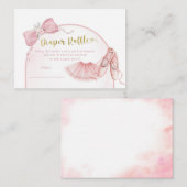 ピンクコケットバレリーナベビーシャワーおむつラッフル エンクロージャーカード (正面/裏面)