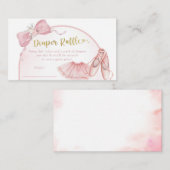 ピンクコケットバレリーナベビーシャワーおむつラッフル エンクロージャーカード (正面/裏面)
