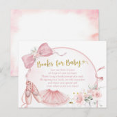 ピンクコケットバレリーナベビーシャワーブックベビー インビテーションポストカード (正面/裏面)