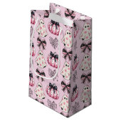 ピンクコケットパンプキン幽霊ハロウィーンパターン スモールペーパーバッグ (裏面アングル)