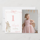 ピンクコケットピーターザラビットファースト誕生日 サンキューカード (正面)