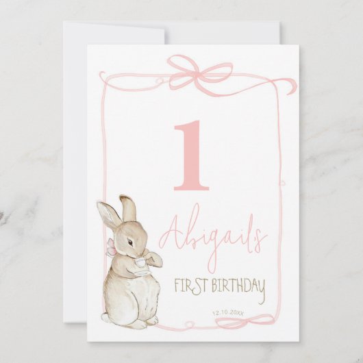 ピンクコケットピーターザラビットファースト誕生日 サンキューカード (裏面)