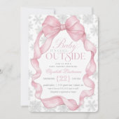 ピンクコケットベビーベビーシャワー外は寒い 招待状 (正面)