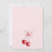 ピンクコケットボウさくらんぼオントップガールベビーシャワー サンキューカード (裏面)