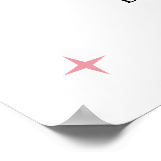 ピンクコケットボウさくらんぼオントップガールベビーシャワー ポスター (角)