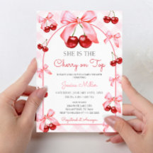 ピンクコケットボウさくらんぼオントップベビーシャワー