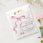 ピンクコケットボウスウィート16誕生日パーティーデザート フェイバーバッグ (封をした状態)