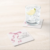 ピンクコケットボウスウィート16誕生日パーティードコール スクエアペーパーコースター (インサイチュ)