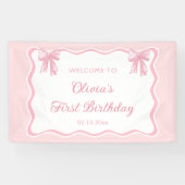 ピンクコケットボウバースデーパーティーへようこそ 横断幕 (横)